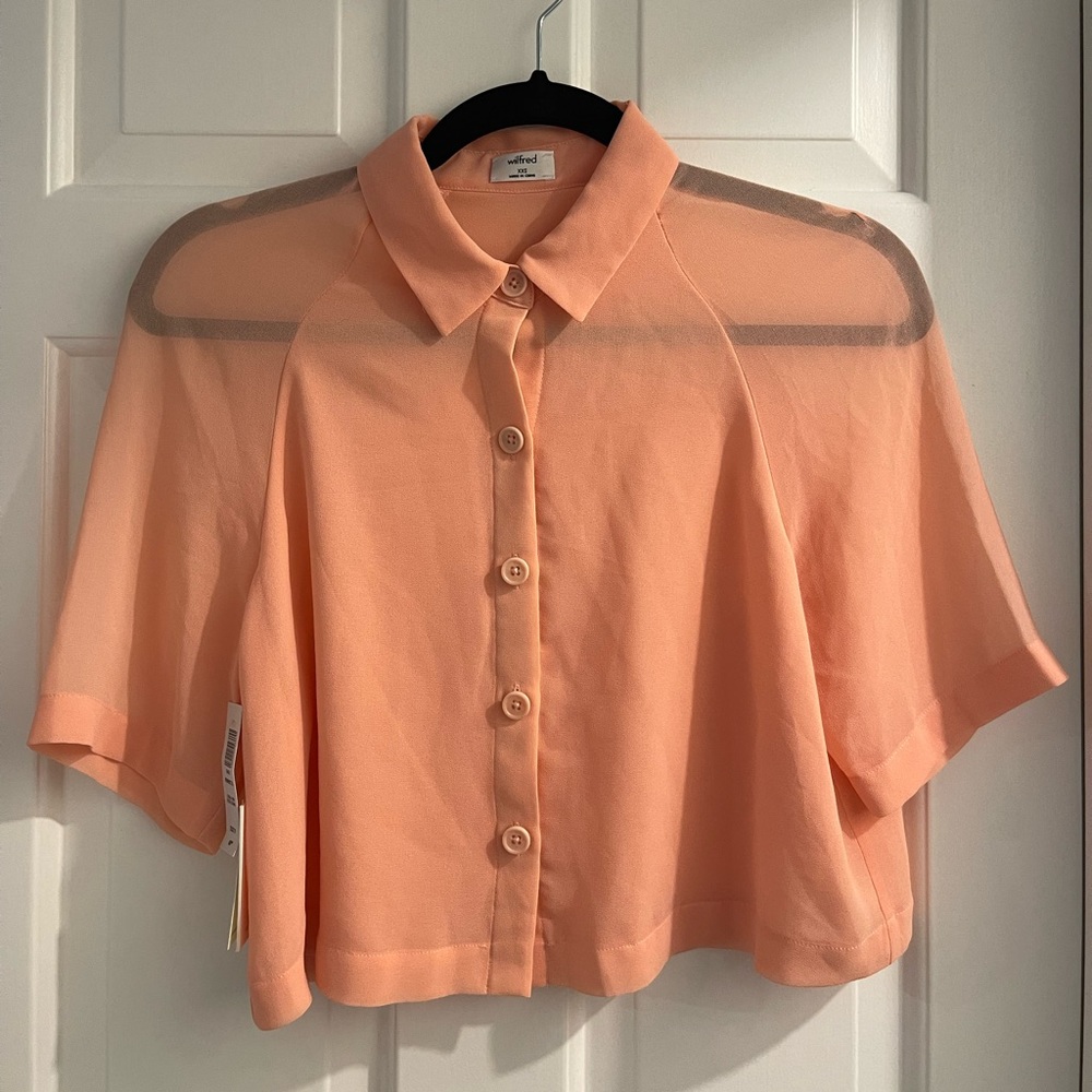 NWT Aritzia Henrietta Cropped Button Up Top. Size XXS